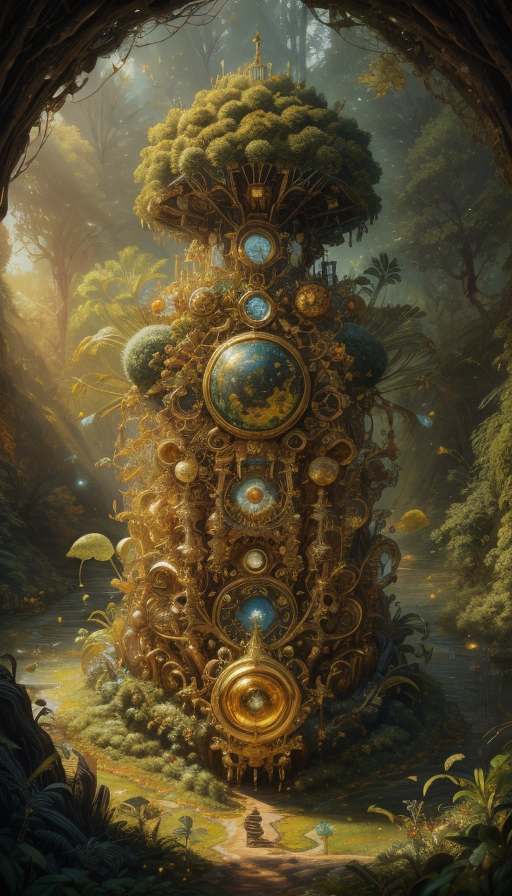 00919-1445027469-Harmony and healing, A serene forest bathed in golden light, where every leaf and creature hums with a soothing, otherworldly me.png